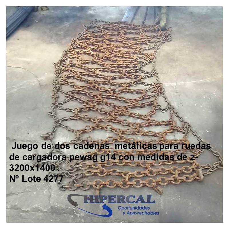 JUEGO DE DOS CADENAS CADENAS METALICAS PARA RUEDAS DE CARGADORA PEWAG G14 CON MEDIDAS DE Z-3200X1400
