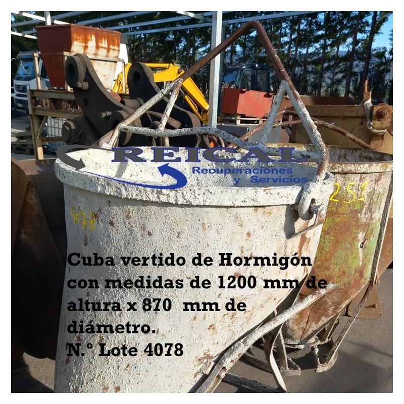 CUBA VERTIDO DE HORMIGÓN CON MEDIDAS DE 1200 MM DE ALTURA X 870  MM DE DIAMETRO