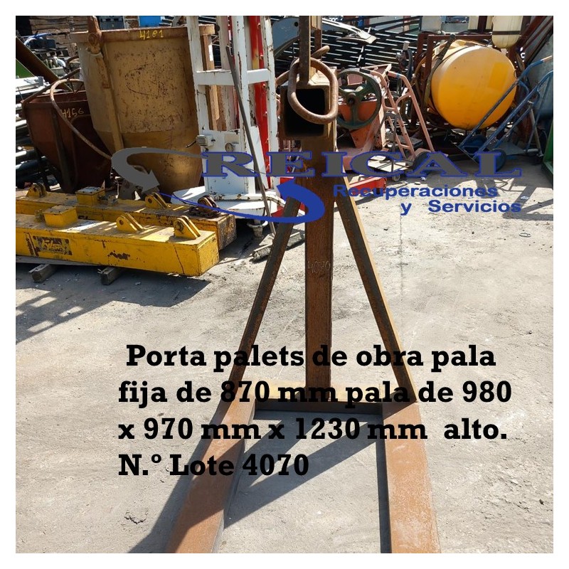Porta palet de obra pala fija  de800 mm pala de 940 mm x 950  mm alto  