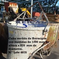 Cuba vertido de Hormigón con medidas de 1200 mm de altura x 870  mm de diametro