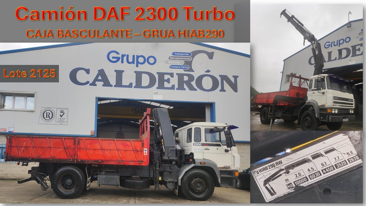 Principal camión daf 2300 turbo basculante + grúa