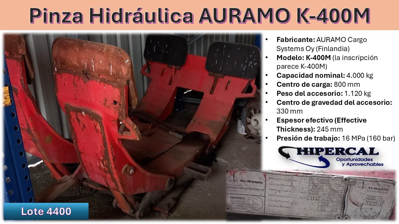Pinza hidráulica AURAMO 4.000 kg para carretilla