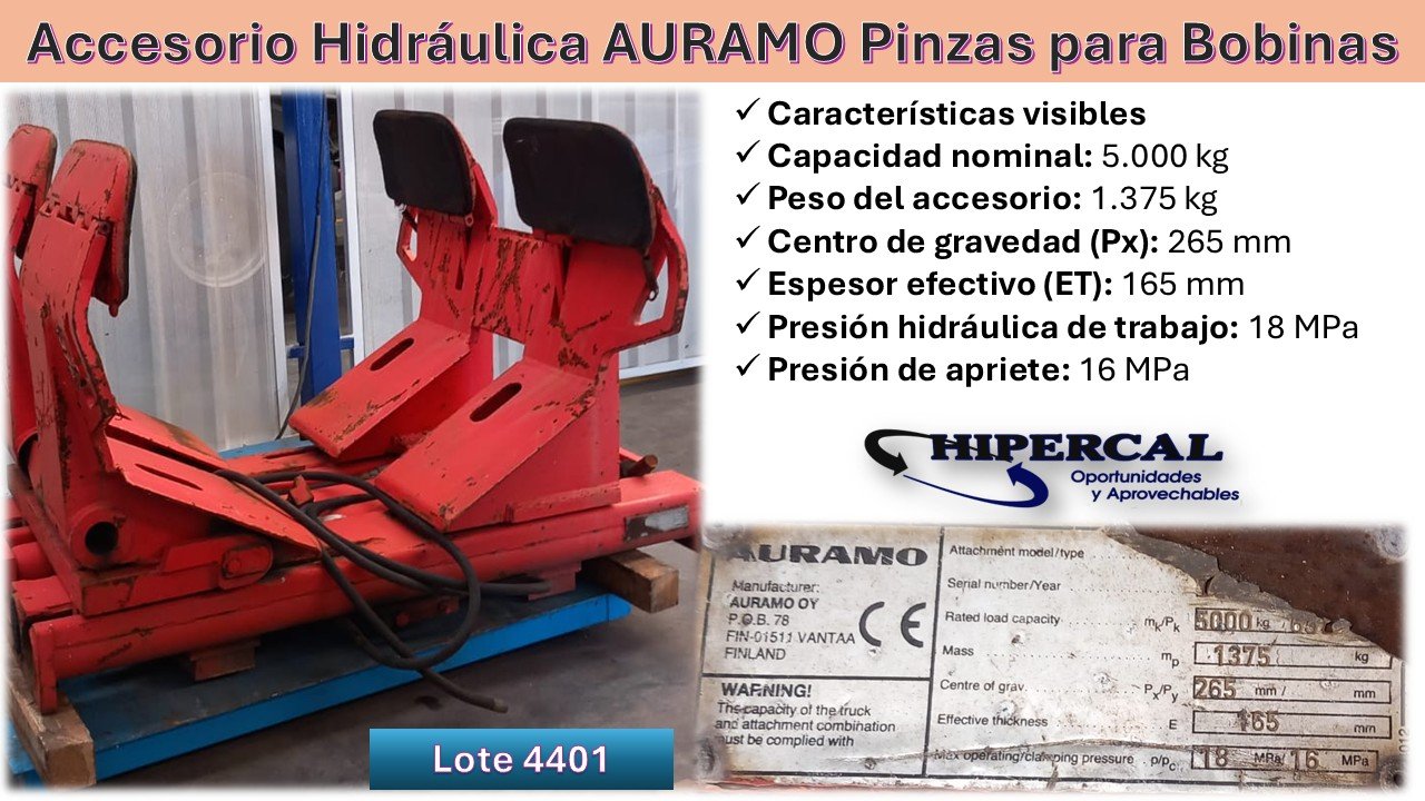 Pinza hidráulica AURAMO para bobinas – 5.000 kg